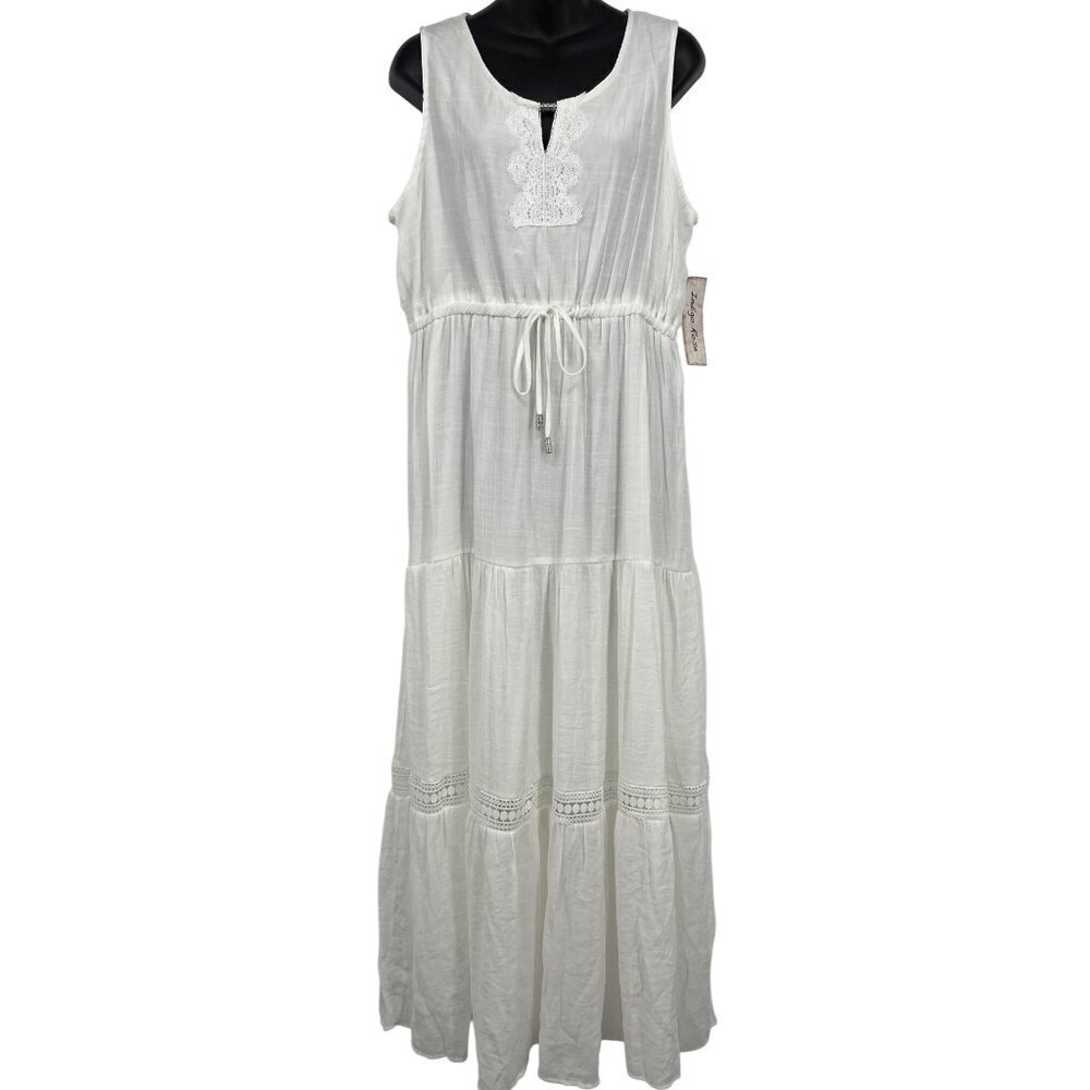 Indigo Rose Maxi Women White Dress Tier Size XL Extra Large Tier Sleeveless New